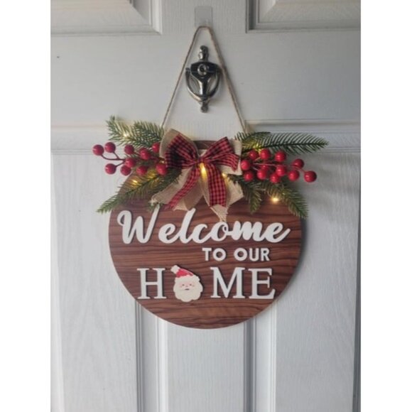Interchangeable Welcome Sign for Front Door, Christmas Wreaths for Front Door - Picture 2 of 3